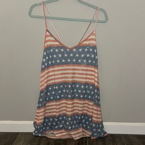 Lovely Melody Blue and Orange Starry Striped Top